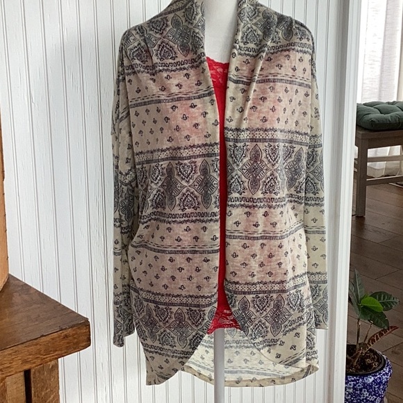 Boho Patterned Open Front Sweater - Picture 1 of 5